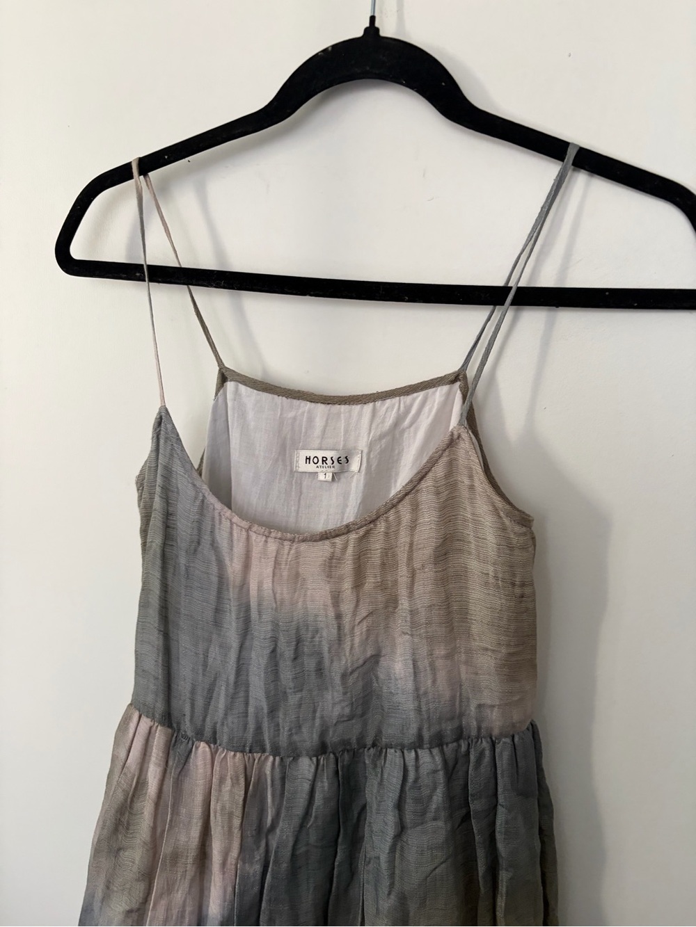 Horses Atelier Silk-Linen Earthy bohemian ombre slip dress - Size 1/ S - Picture 10 of 13